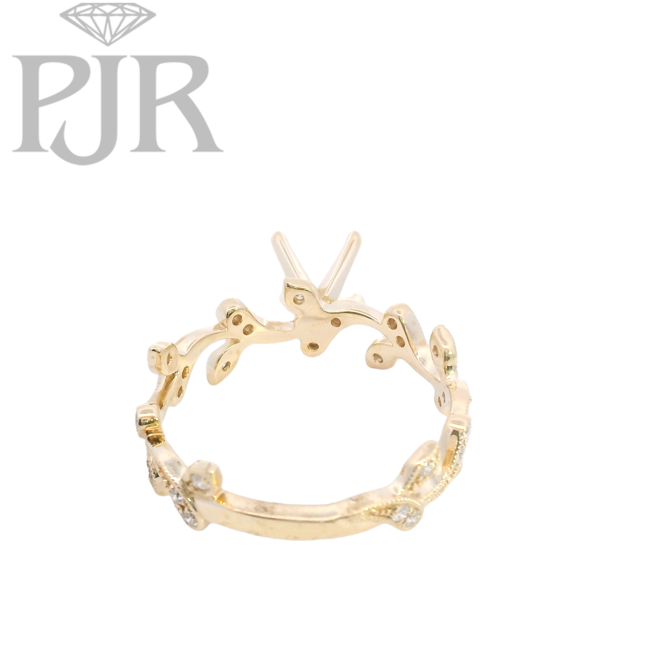 14K Yellow Gold Leaf Design Engagement Ring 001-100-00445 | P.J. 