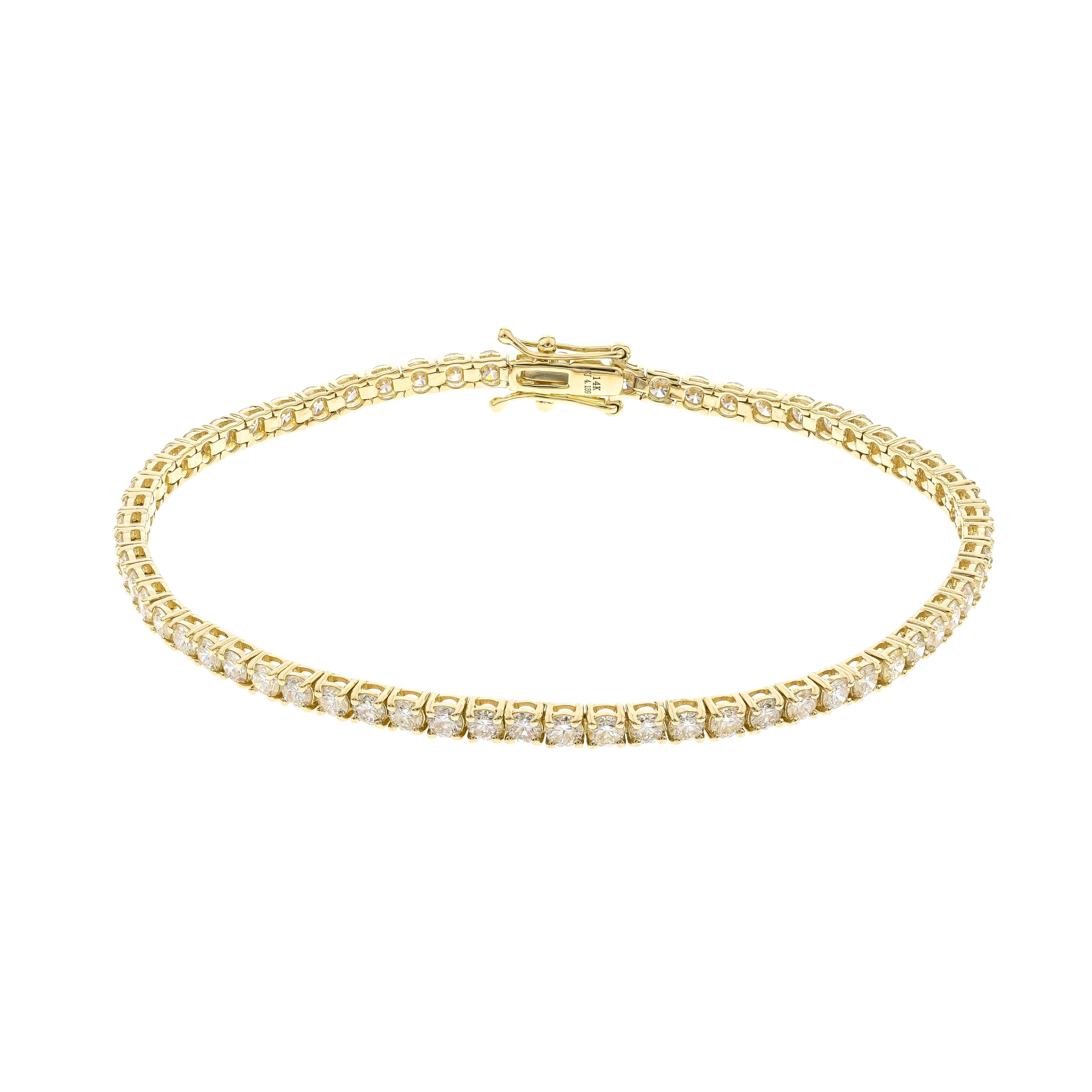 14K Yellow Gold Diamond Tennis Bracelet 001-170-00224 | P.J. Rossi