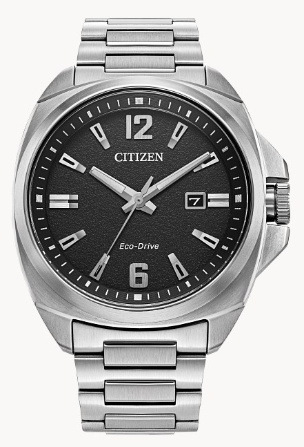 MEN'S CITIZEN WATCH ECO-DRIVE WR100 STAINLESS BRACELET BLACK