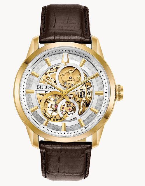 Bulova クォーツ時計 ブラウンレザー　18bambi印字あり Bulova Men's Sutton Automatic Brown Leather Band Watch