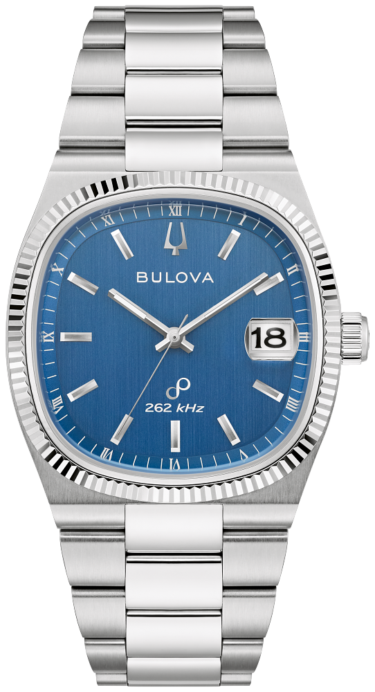 Bulova Men's Super Seville Blue Face Watch, Stainless Bracelet