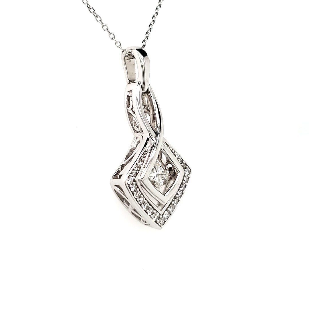14K White Gold Dancing Diamond Pendant 00116002092 Quality Gem LLC