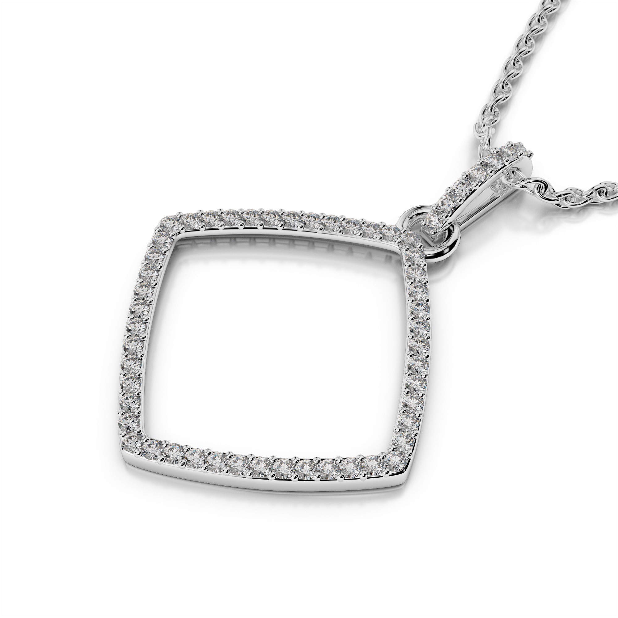 Square diamond necklace clearance