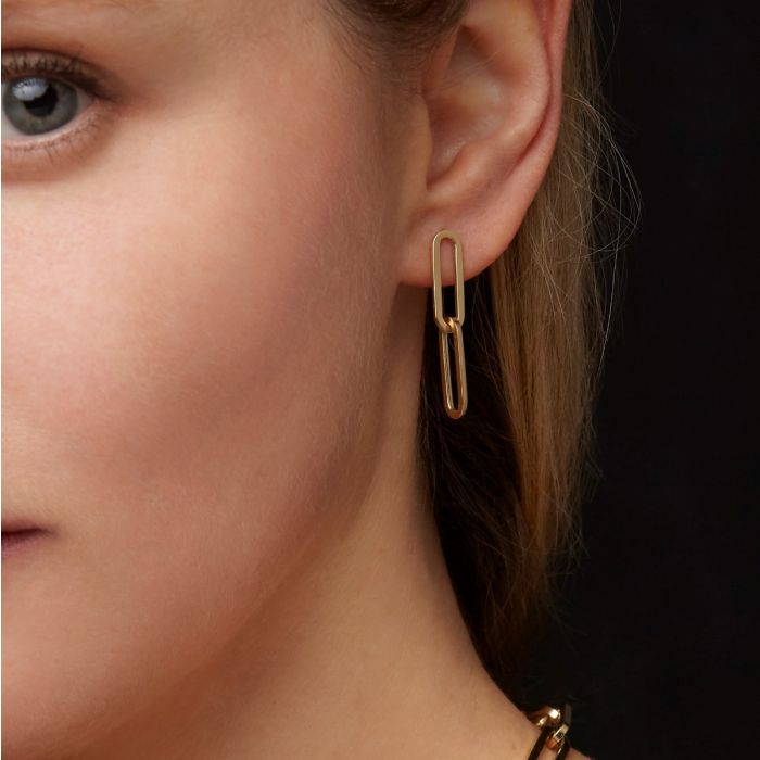 14K Yellow Gold Paperclip Earrings
