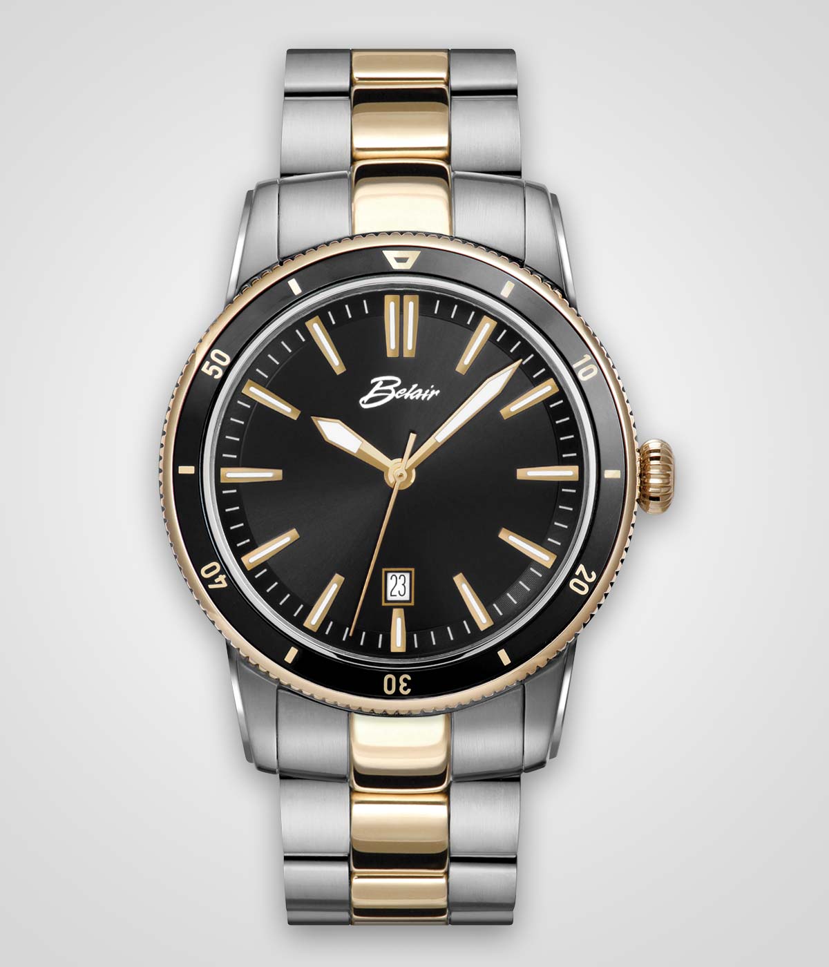 Mens Two Tone Belair Watch with Black Dial 001-500-01411 | Quality 