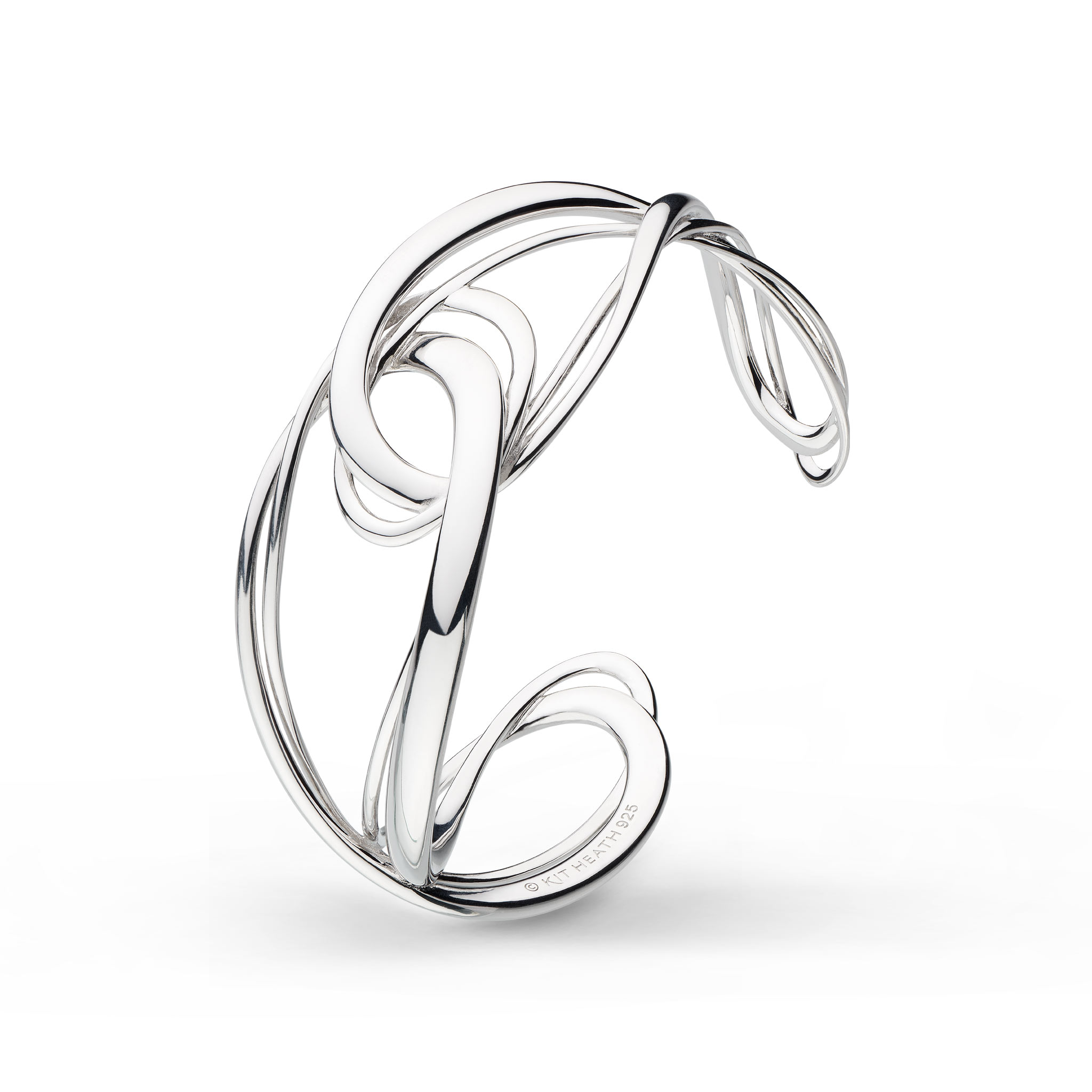 Sterling Silver Rhodium-plated 5mm Chain Hinged Bangle