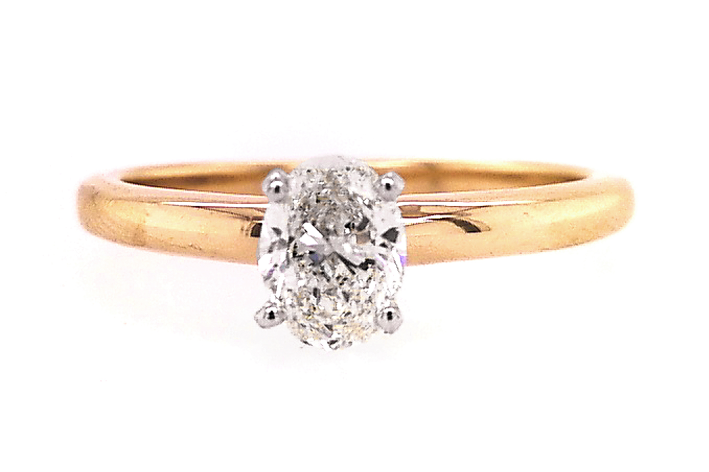 14K White Yellow Gold K/VS1 Tiffany Style Oval Dia