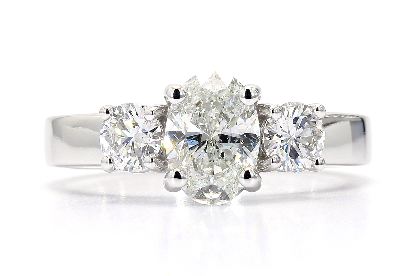 14K White Gold H/I1 Stones Diamond Engagement Ring