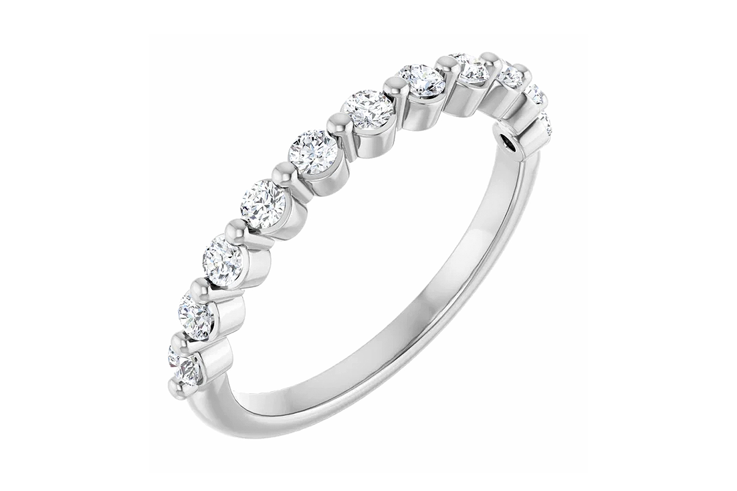 14K White Gold Natural Diamonds 2mm Wedding Band Siz