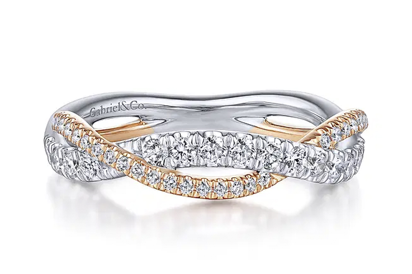 14k White/Yellow/Rose Gold 2mm Half Band Diamond Ring - 1/10 Cttw, G-H Color, Wedding/Anniversary