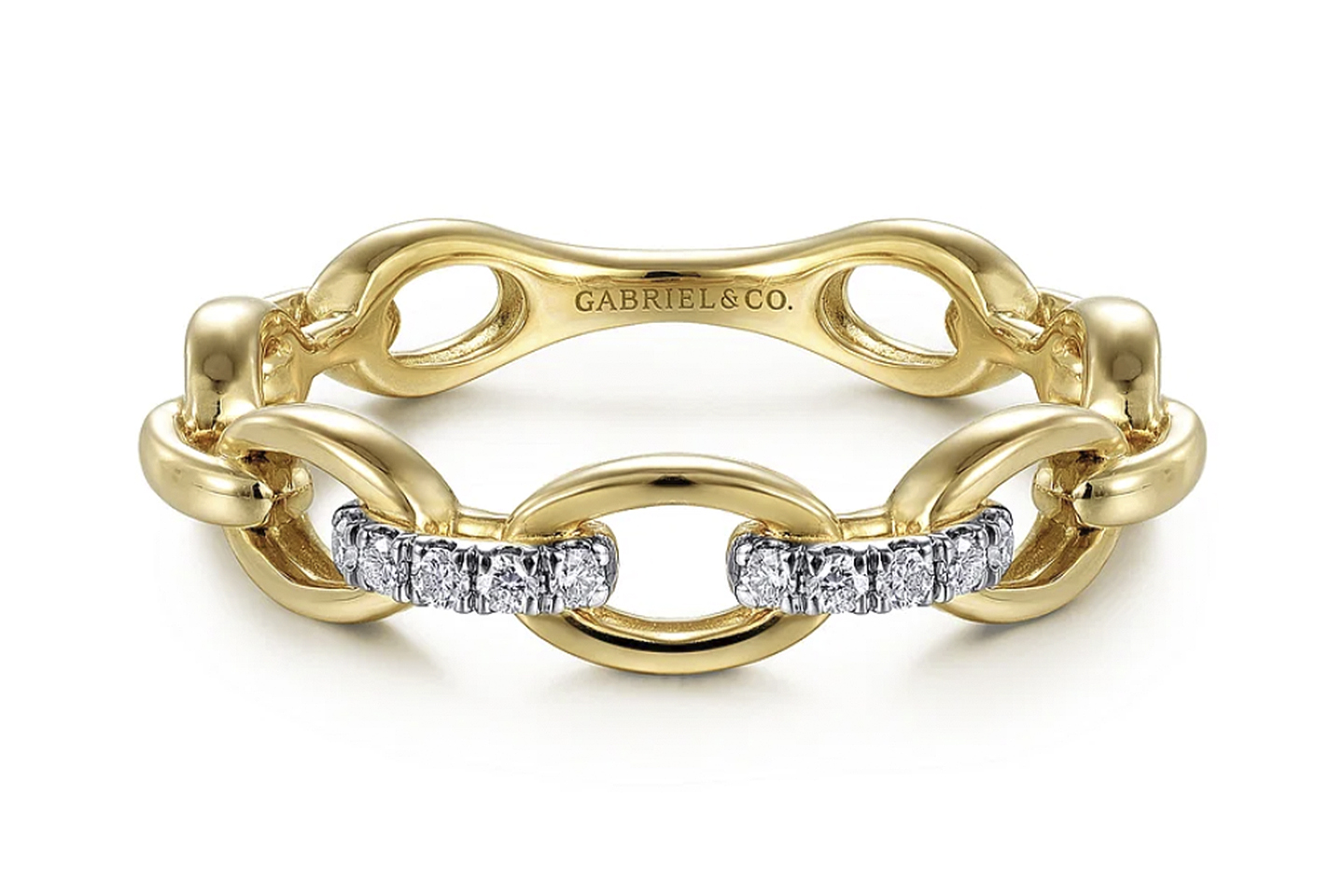 ゴールド ストーン付きリング 2g 14K Yellow Gold 0.66ctw Chain Link Diamond Fashion Ring Sz 6