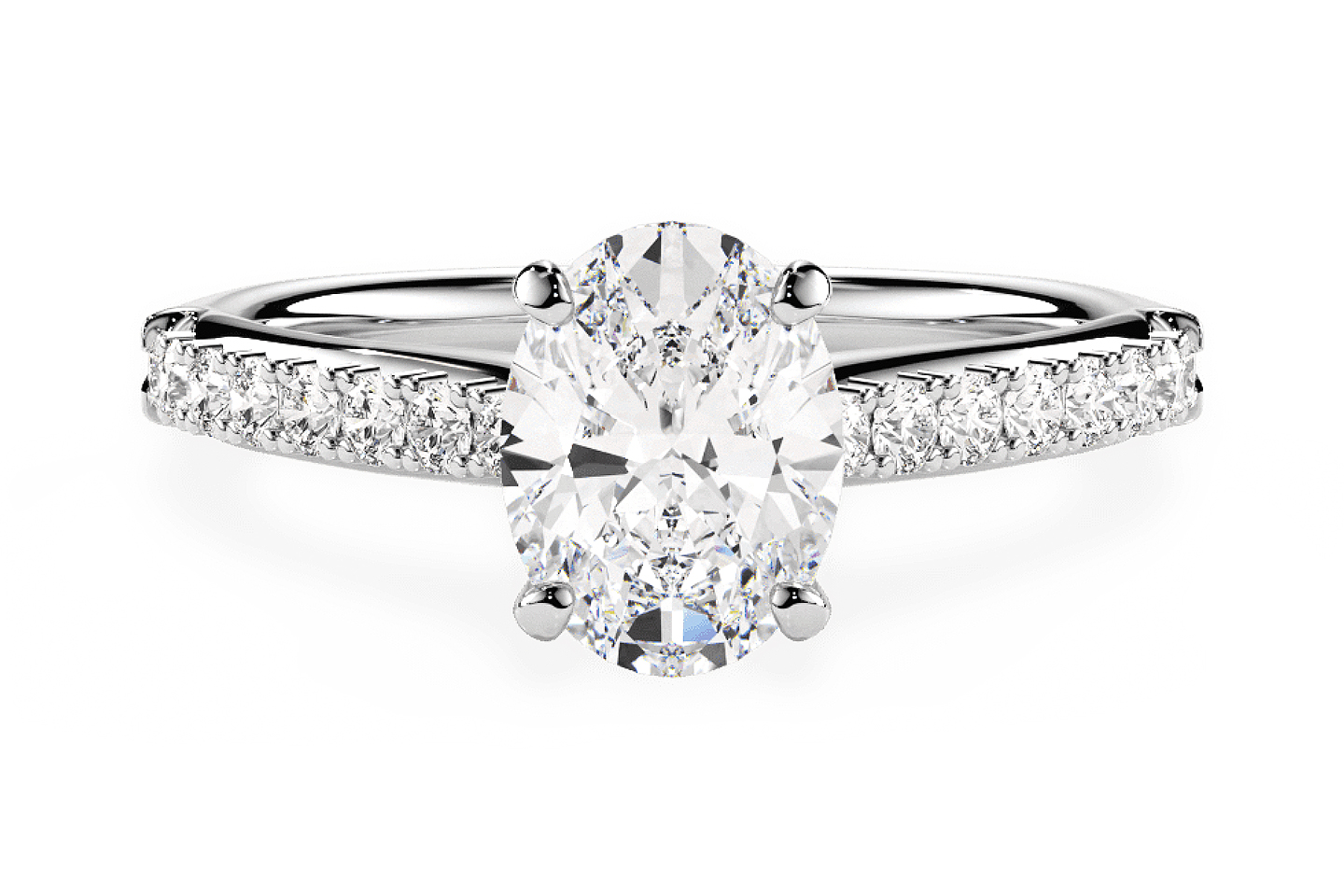 Ritani 14K White Gold Cathedral Semi-mount Oval Diam