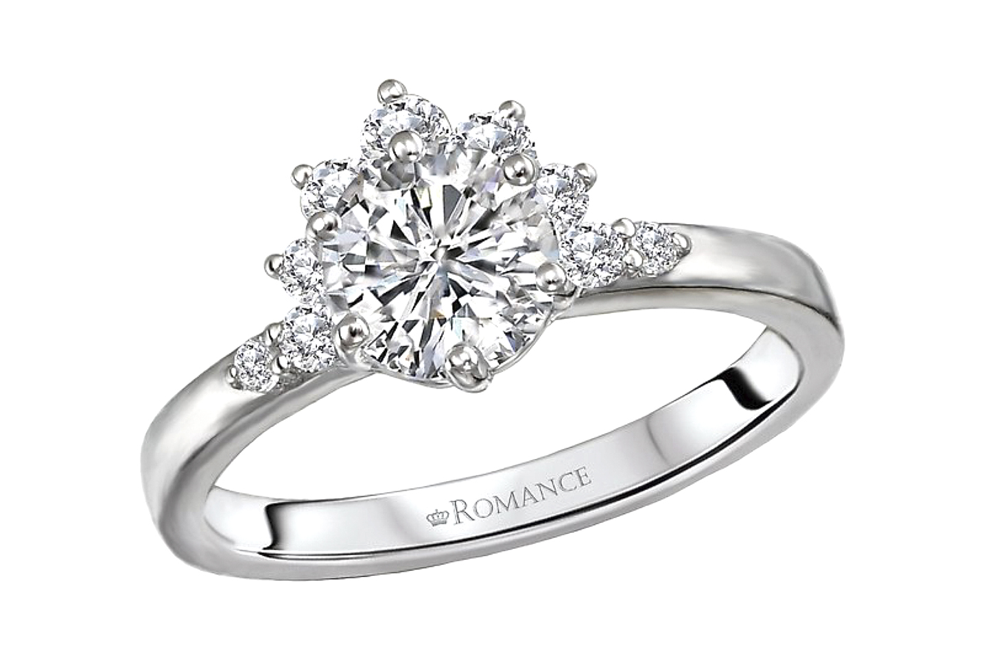 14K White Gold 0.25ctw Diamond Half Halo Romance Semimount Raleigh