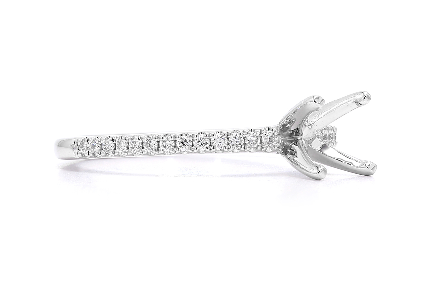 18K White Gold 0.14ctw Diamond Semi-mount Accented Shank Sz