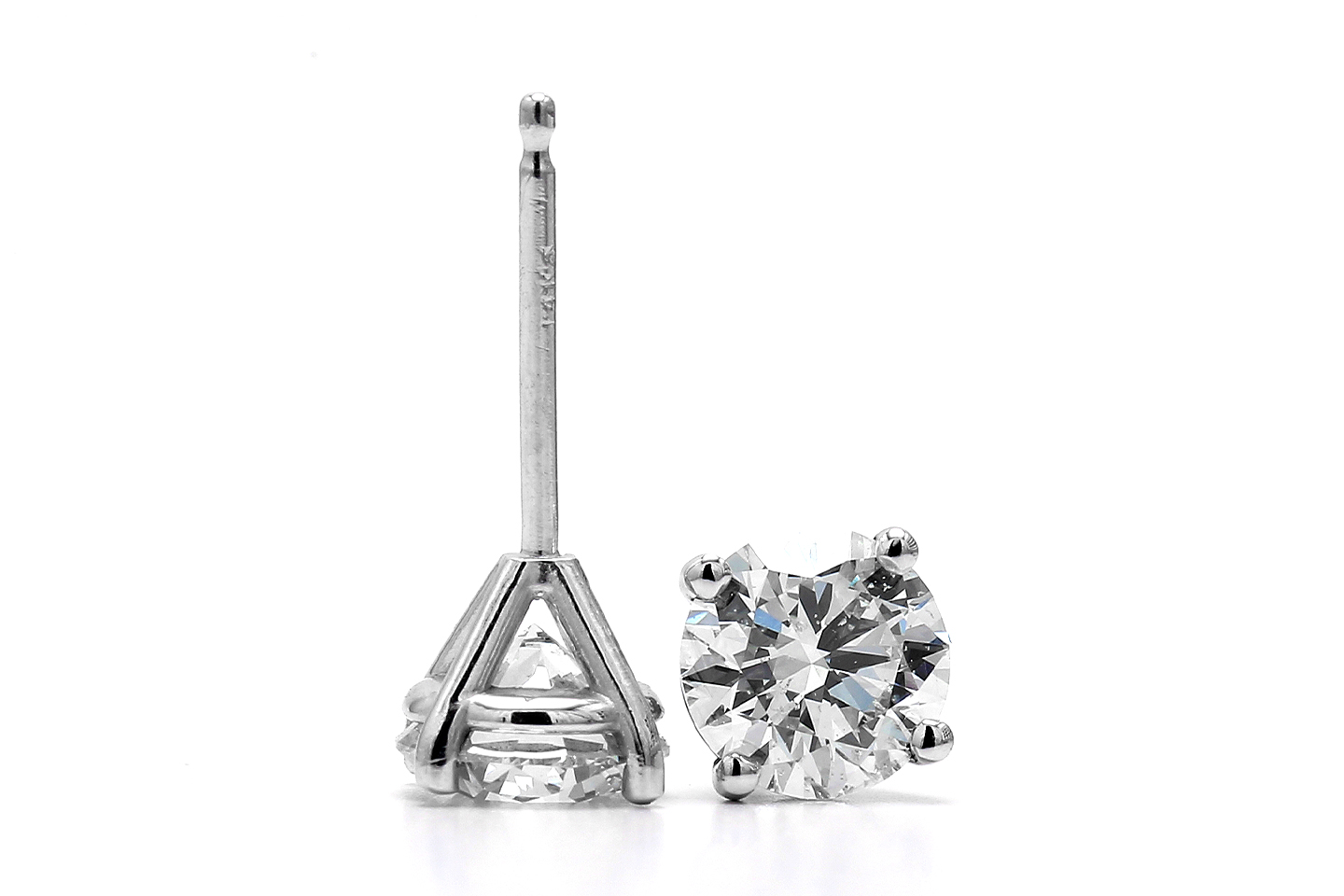 14K White Gold 1 26ctw K L SI2 GIA Ex Cut RBC Diamond Stud E  