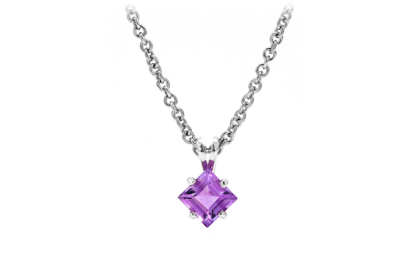 Square Amethyst Pendant in Sterling Silver 001-230-00261