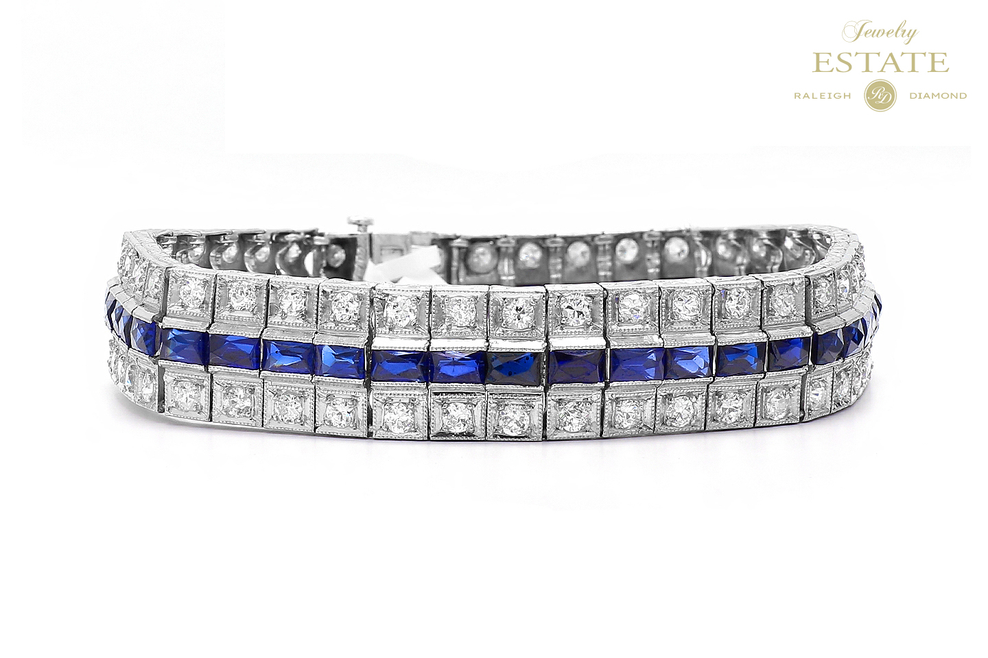 Estate 14K White Gold Platinum Vintage Colored Sto