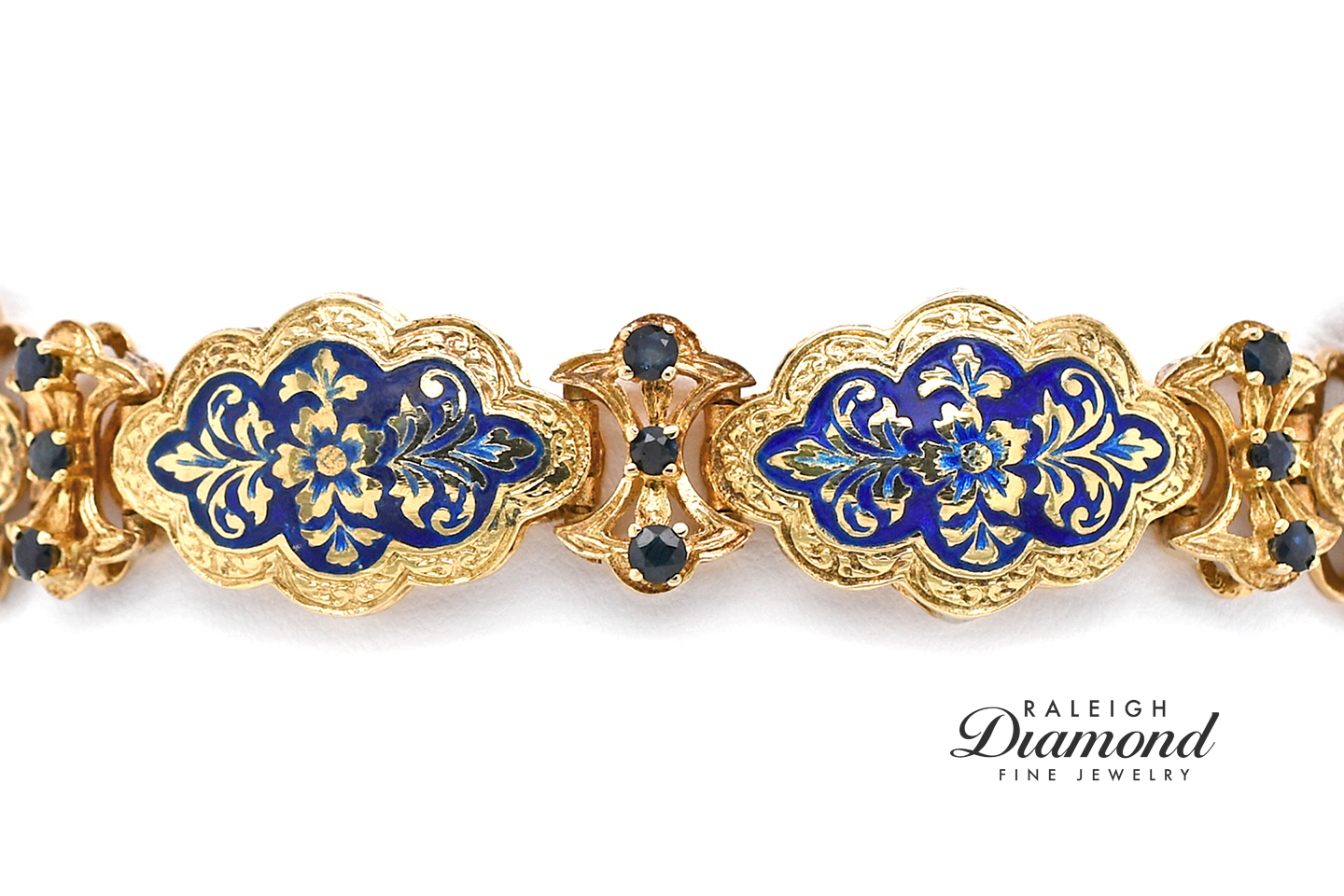 Estate Yellow Gold Victorian Style with Gemstones Blue Ena