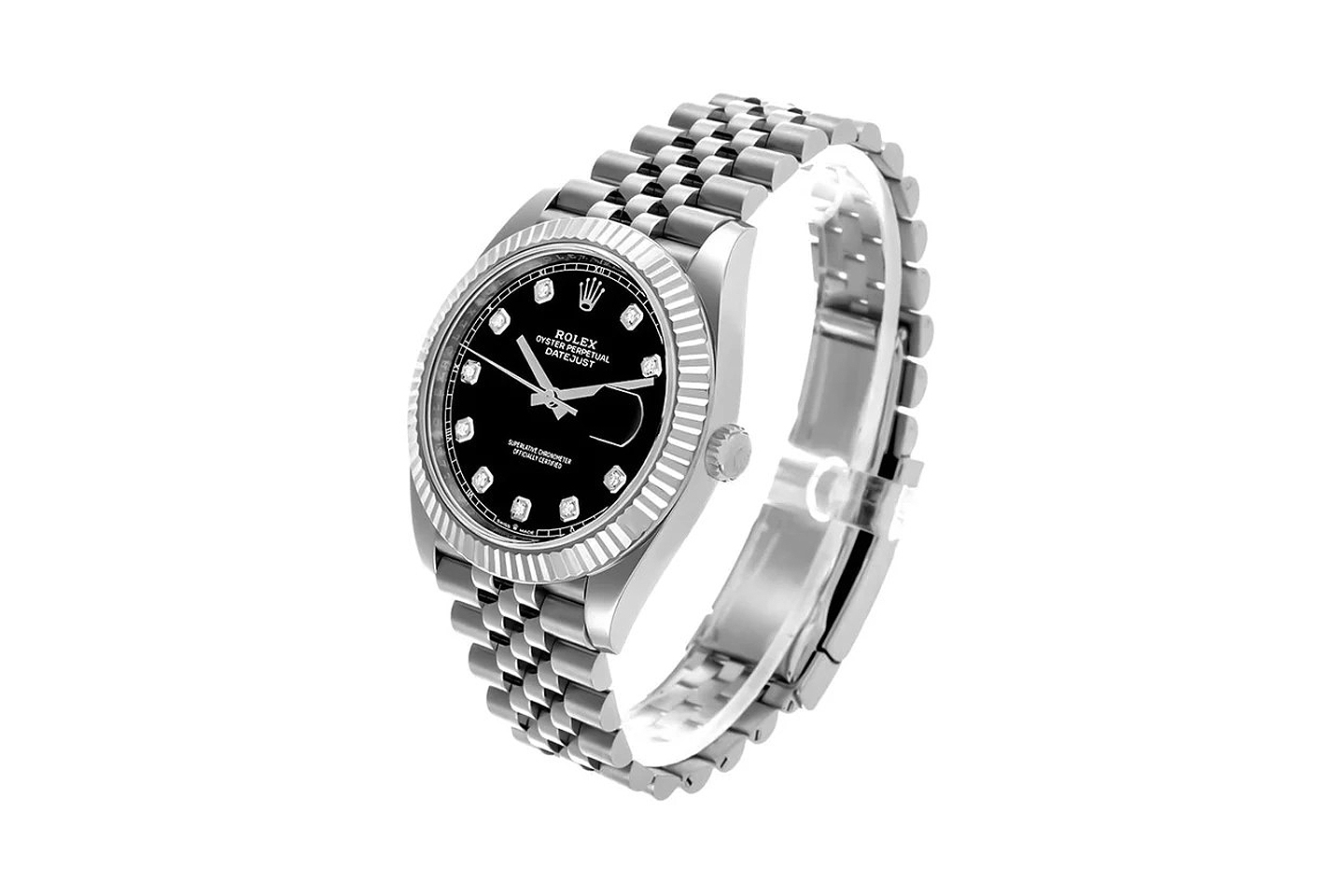 ♡MYR♡ Estate Rolex Watch Datejust 41mm Black Diamond Dial Jubilee