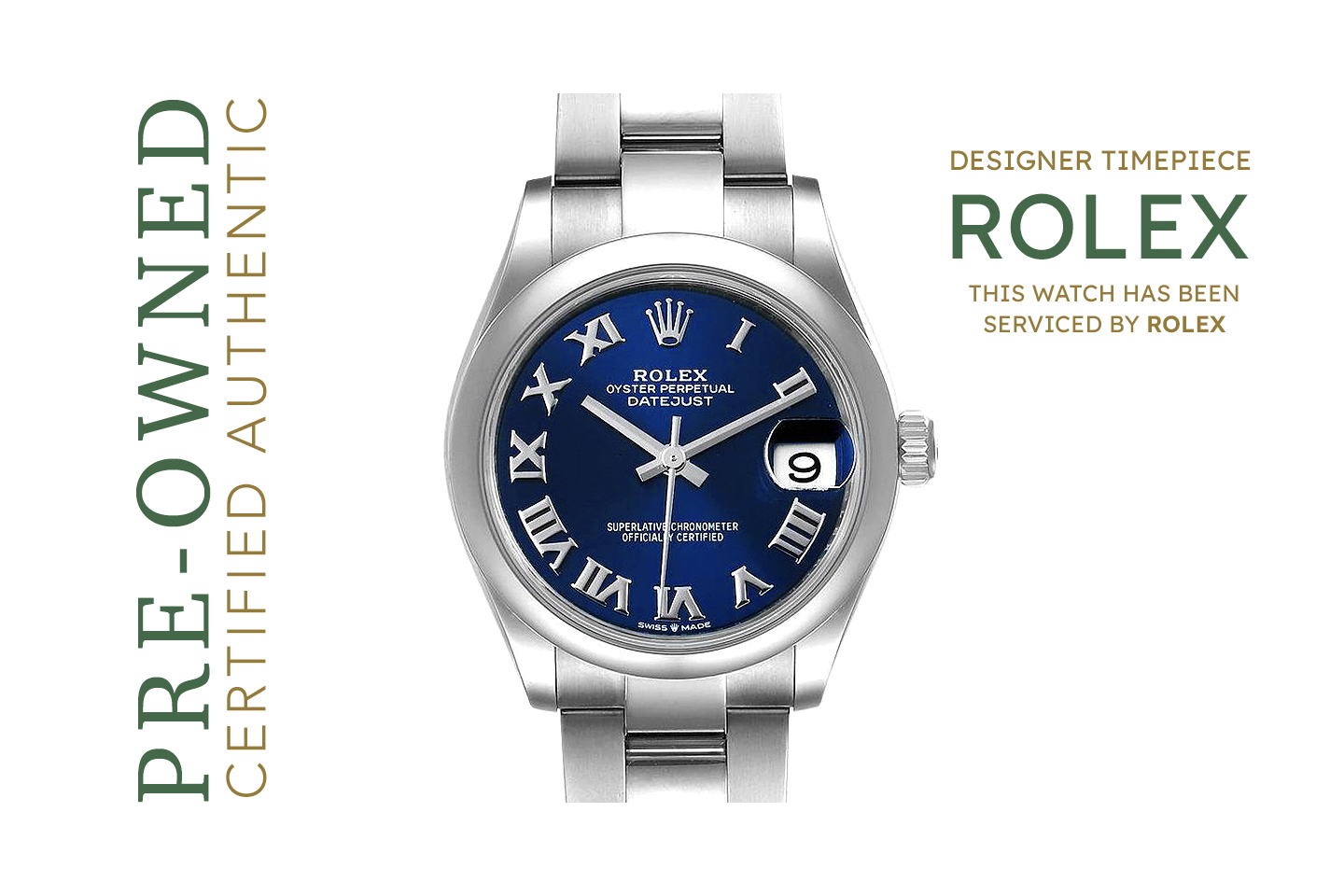 ROLEX OYSTER PERPETUAL BLUE Ladies Watch SERVICED Ladies Rolex Oyster Perpetual 26MM 176200 Blue Dial Oyster  main image 4