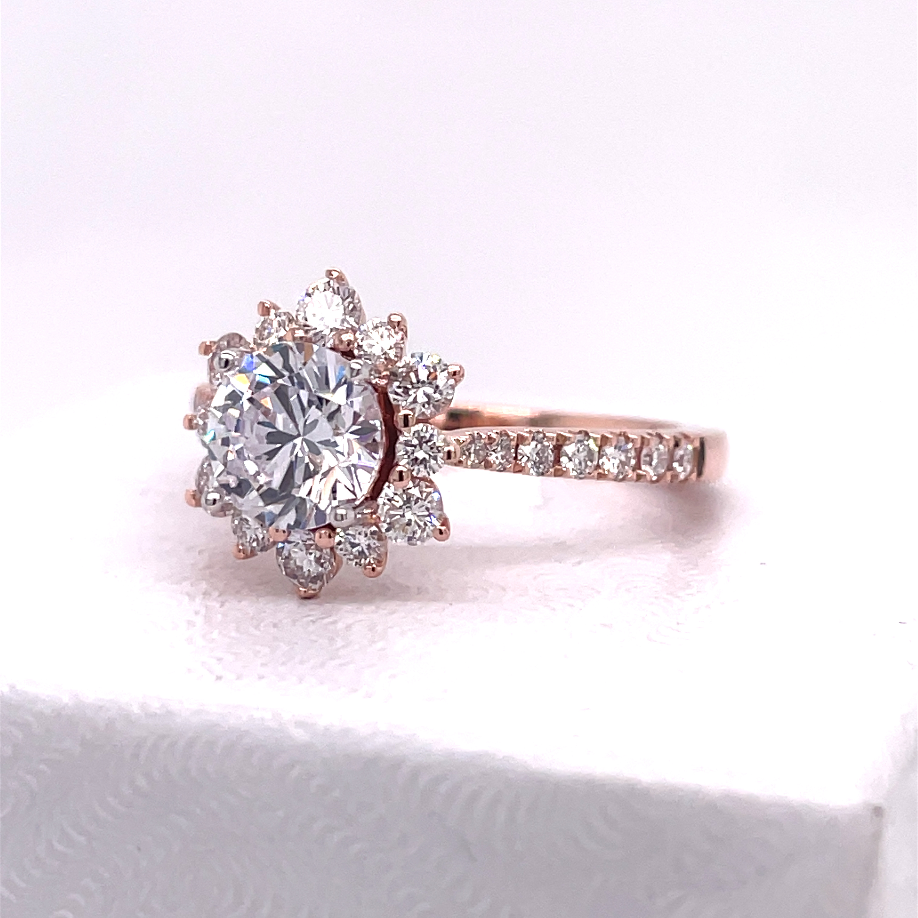 Rose Gold Halo Engagement Ring 002-100-00265 Rasmussen Jewelers
