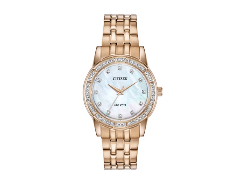 Citizen Eco-Drive Silhouette E011-S094488 Rose Gold Swarovski Crystal Watch 30mm Citizen eco-drive silhouette crystal - Gem main image 2