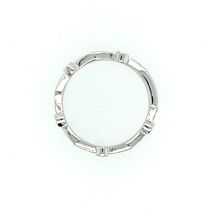 14K White Gold Angular Shape Station Stackable Diamond Ring Saxon's