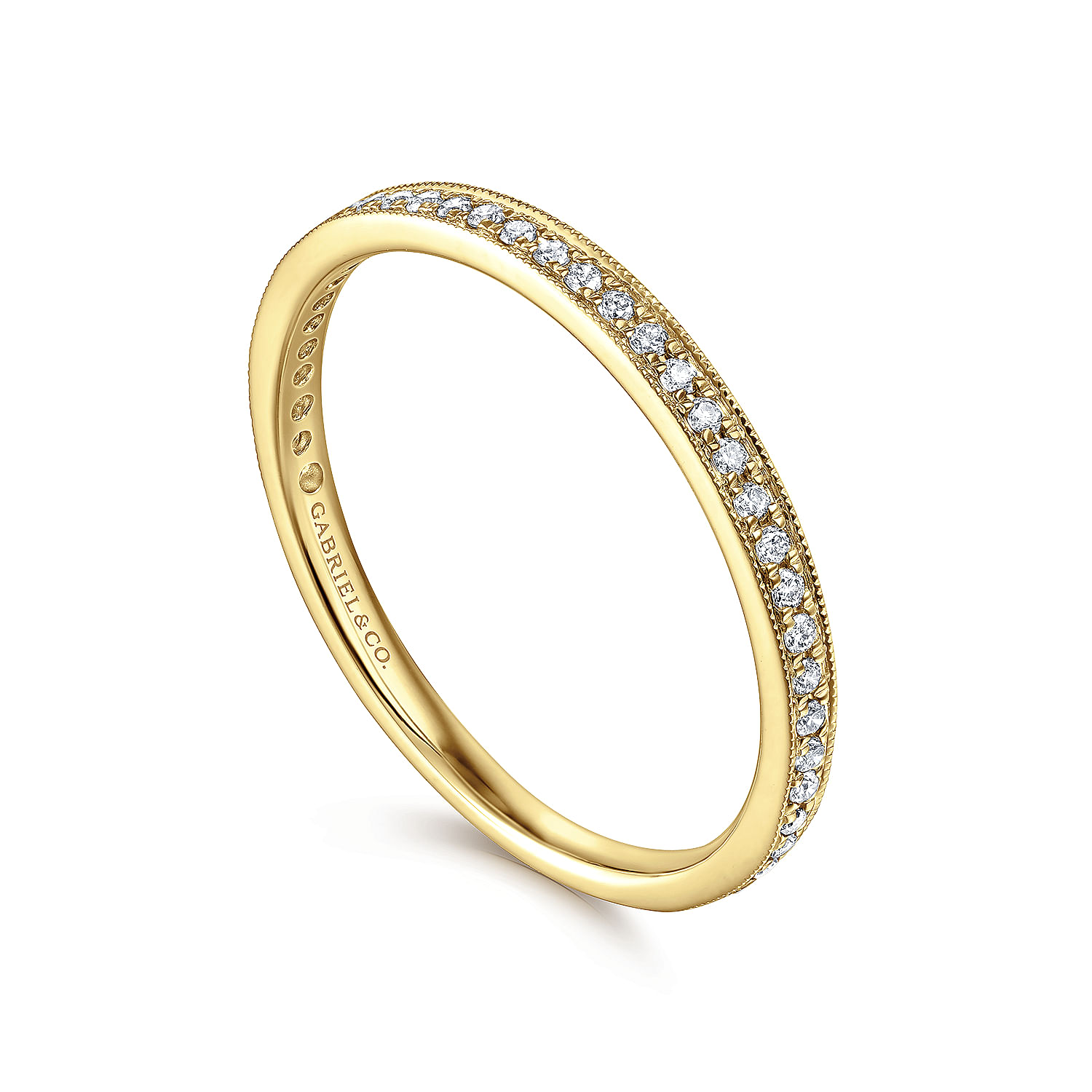 Gabriel & Co. 14 Karat Yellow Gold Diamond Pave Band | Saxons Fine