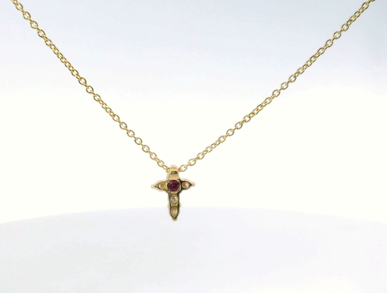 Roberto 18 Karat Yellow Gold Diamond Baby Cross Pendan