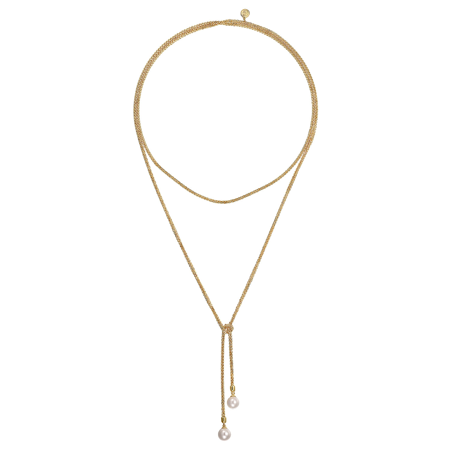 orangepearl✕goldネックレス Gabriel & Co. 14 Karat Yellow Gold Pearl Wrap Around Tie Nec