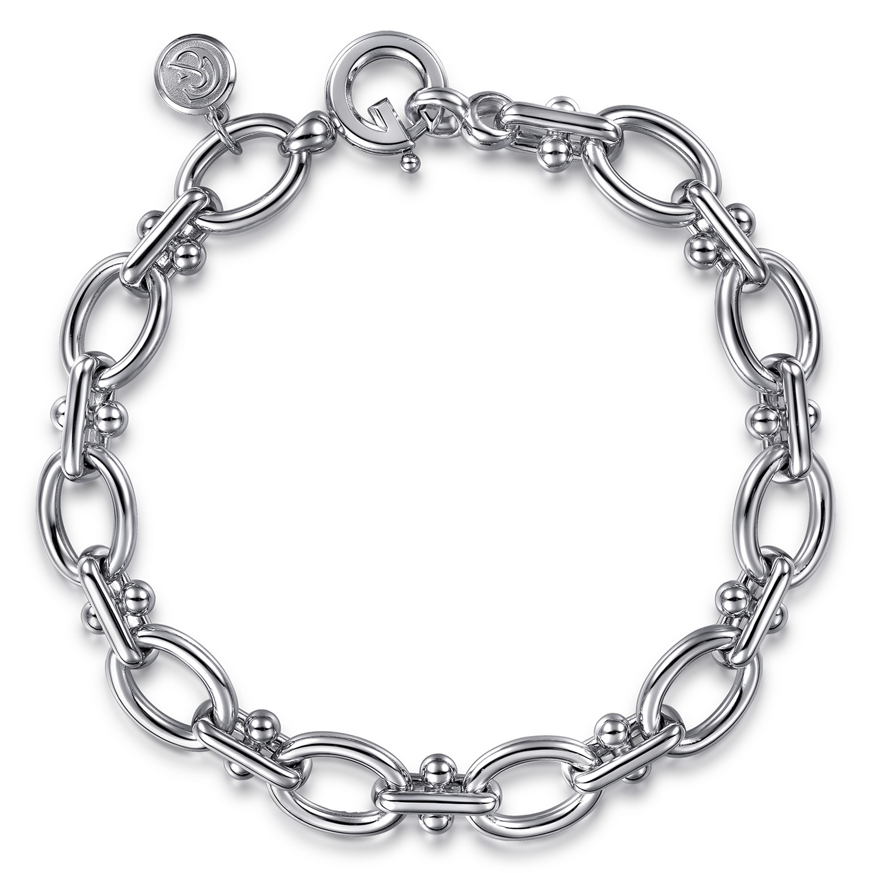 Gabriel and Co Sterling Silver Polished Oval Link Chain Bracelet 7