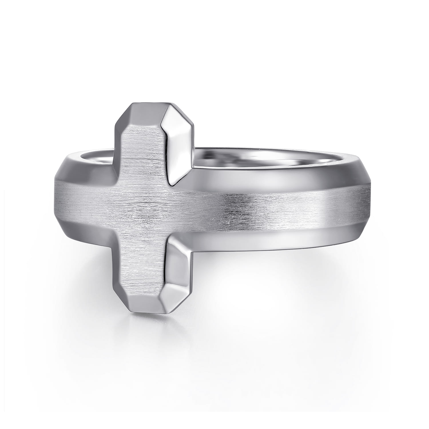 Gabriel & Co Brushed Sterling Silver Cross Faceted | Saxons Fine