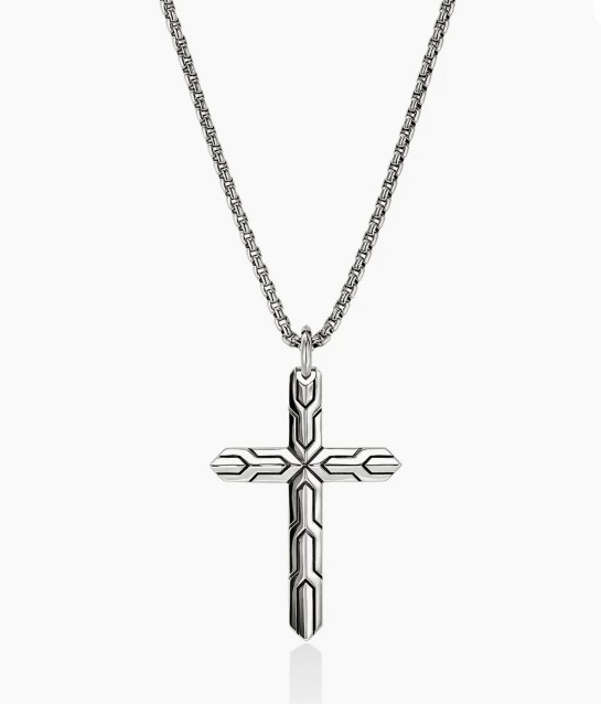 jasonhawk ジェイソンホーク　クローネックレス　伊利篤ledrechwe John Hardy Icon 50 Sterling Silver Beveled Edge Cross Pendant 2.7