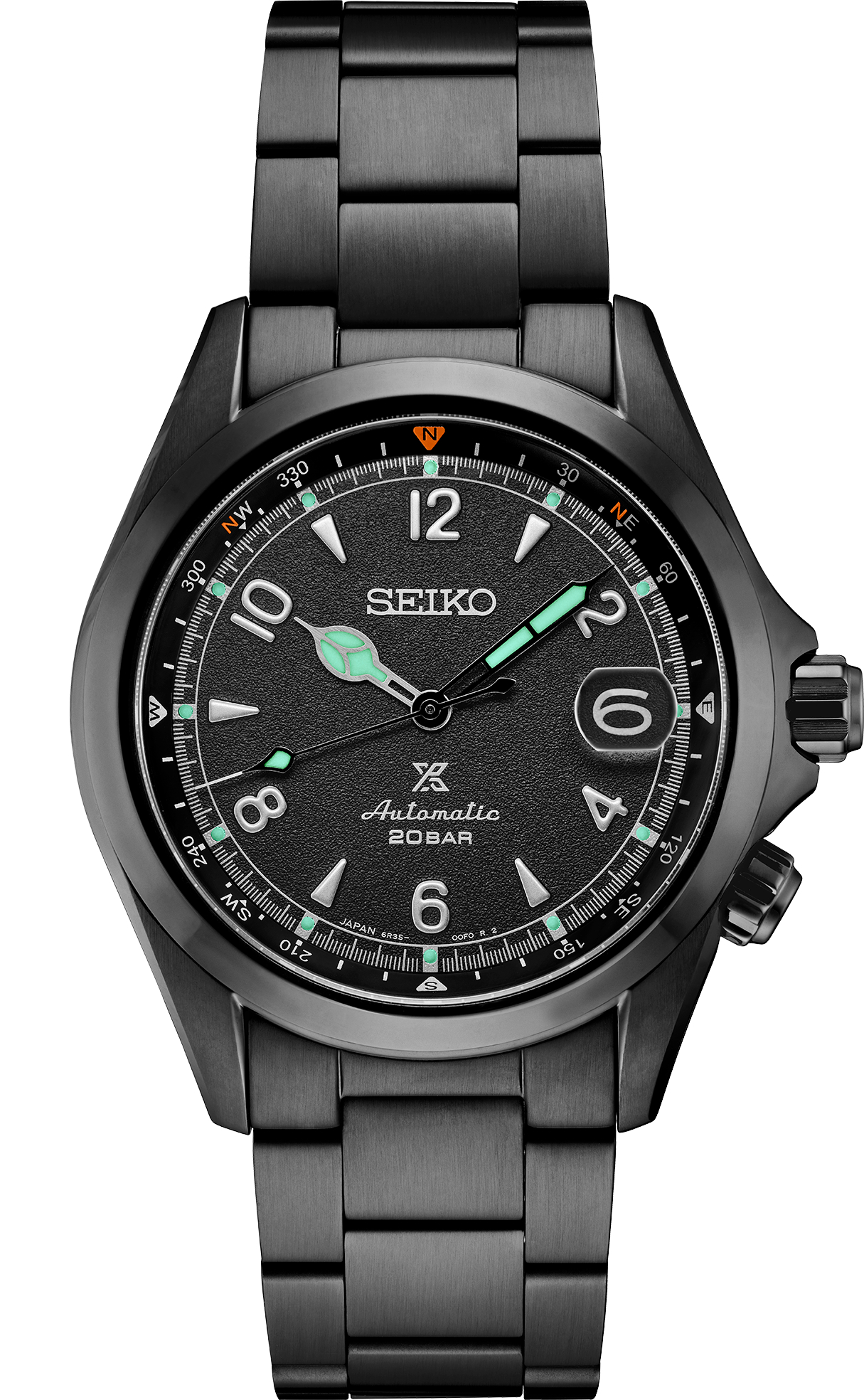 Seiko Prospex Alpinist Black HC SS Automatic Black Dial, Bla