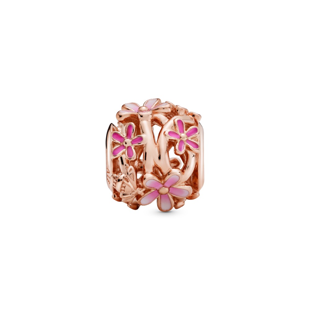 Pandora Openwork Pink Daisy Flower Charm 001-950-12865