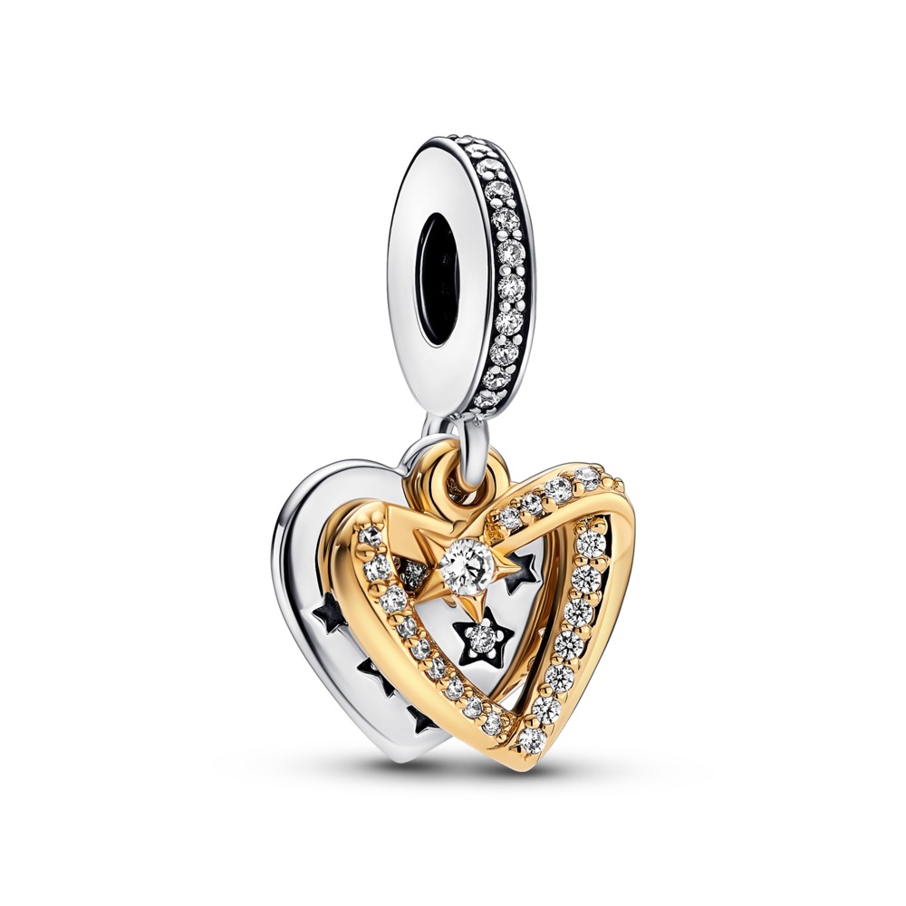 Shooting Star Hearts Double Dangle Charm 001-950-13915