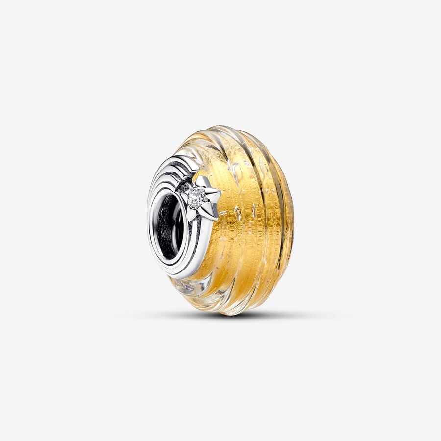 Shooting Star Grooved Murano Glass Charm 001-950-16939