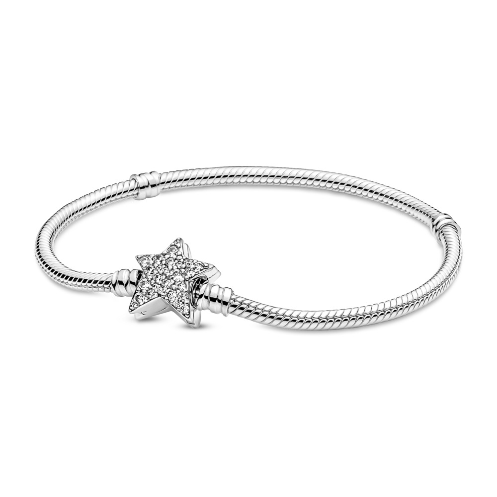 Pandora Asymmetric Star Clasp Snake Chain Bracelet - Size 19