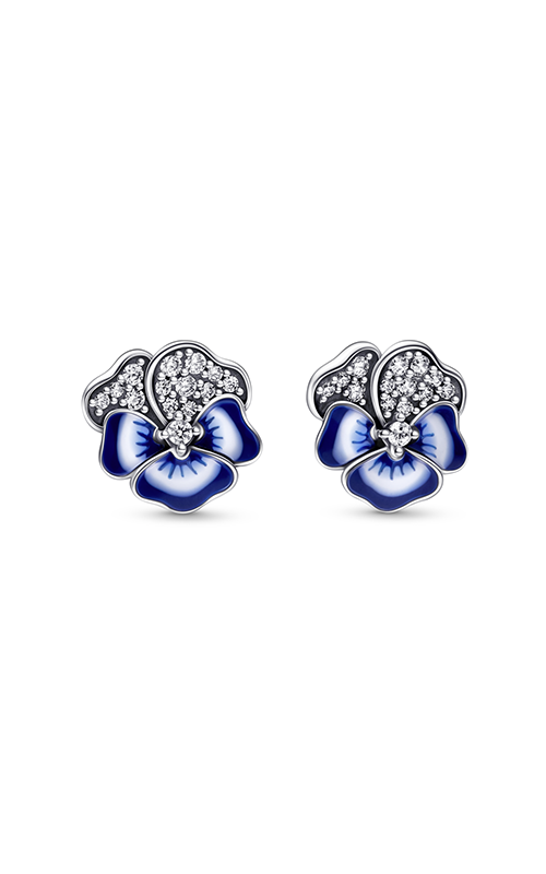 Pandora Blue Pansy Flower Stud Earrings 001-953-02273 | Nick
