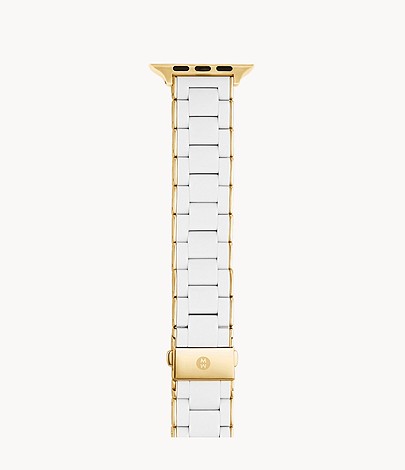 Michele White and Gold-Tone Silicone-Wrapped Bracelet Band f 