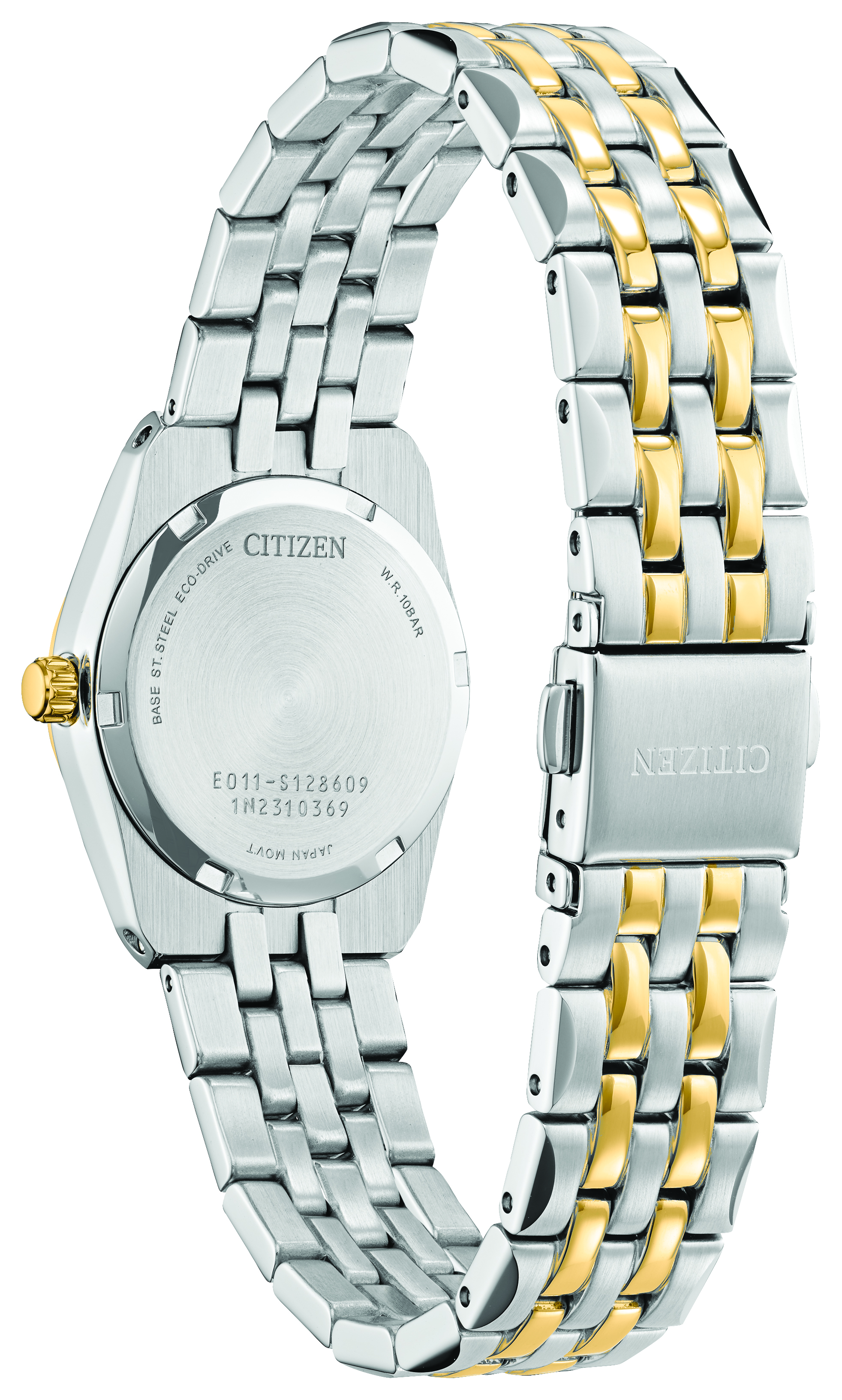 citizen ladies' eco-drive classic dress corso stainless steel rectangle watch Two-Tone The case is beautifully