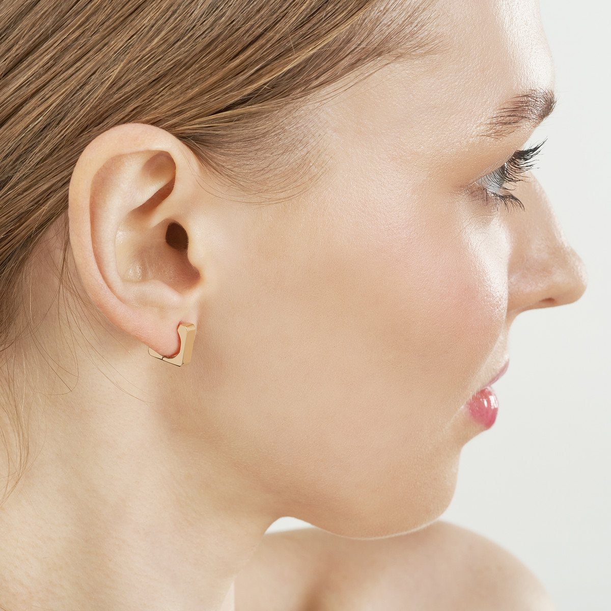 TM022650-14Y-Yellow Gold 10.50 mm Small Square Hoop Earrings-SVS