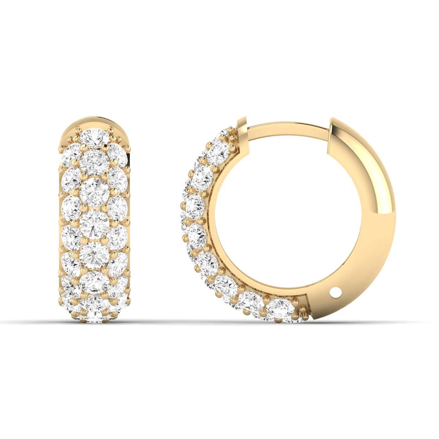 E6142.00Y14-Yellow Gold Pave Lab Grown Diamond Huggies-SVS Fine