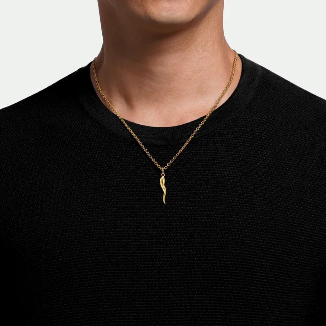 PTM6556Y4JJJ-Gabriel-Facets Yellow Gold Italian Horn Pendant-SVS