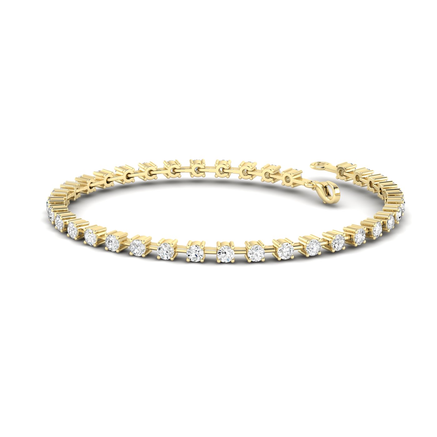 BIT2.52.50Y146-7-Yellow Gold Mini Lab Grown Diamond Tennis