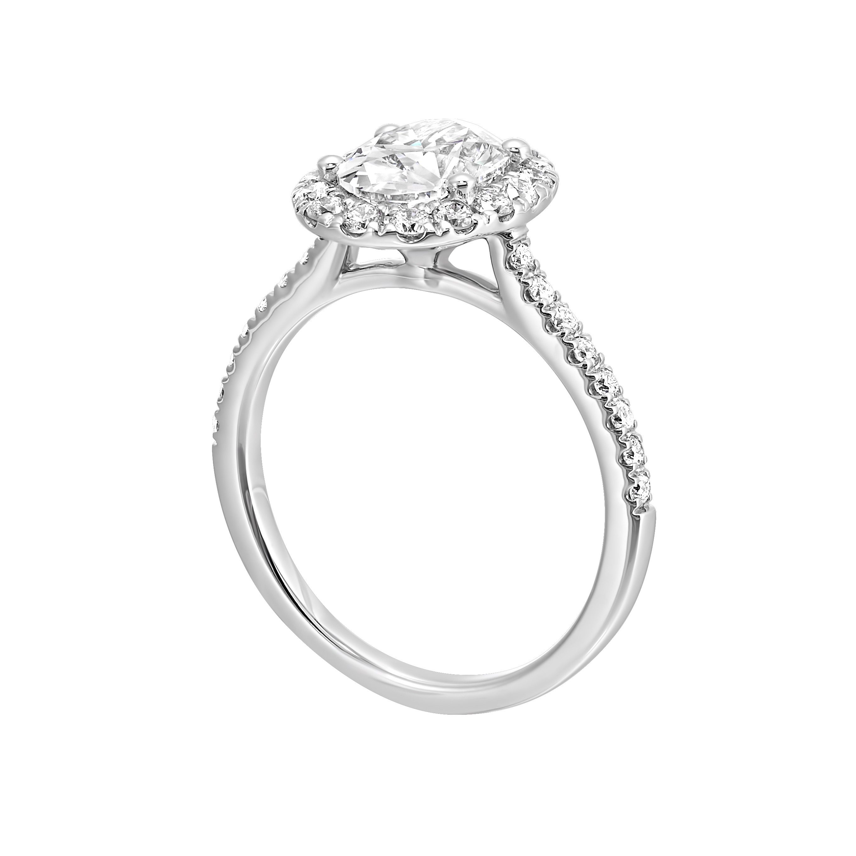 Oval Lab Created White Sapphire Ring in 10K White Gold