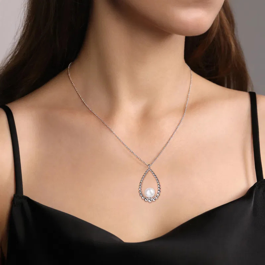 NK7478SVJPB-Gabriel & Co.-Bujukan Sterling Silver Pearl Necklace