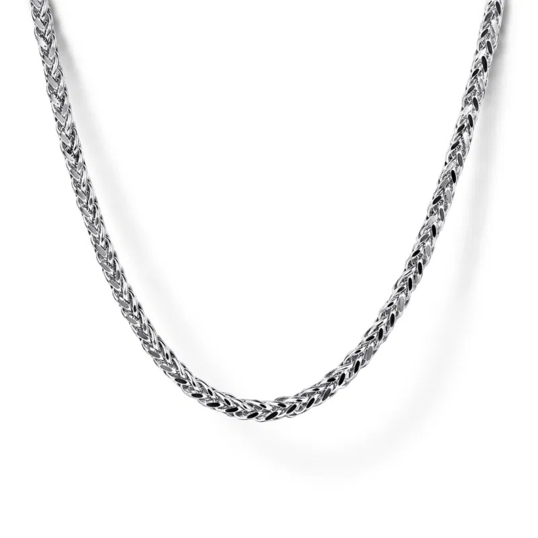 NKM7008-22SVJJJ-Gabriel-Classic Sterling Silver Wheat Chain