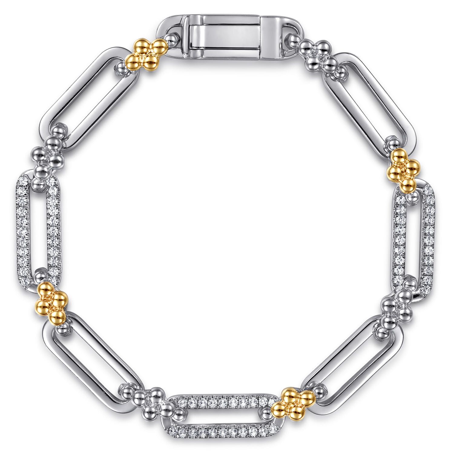 Gold and Silver Bracelet Q561 Sterling Silver and Gold Crossover Bangle Bracelet, David  main image 4