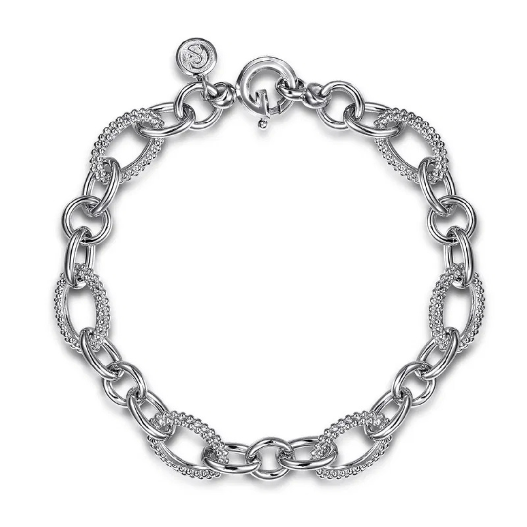 TB5013-75SVJJJ-Gabriel-Bujukan Sterling Silver Link Chain Bracelet